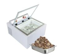 Kolice Commercial Tabletop Ice Cream Showcase Freezer, Countertop Ice Cream Display Freezer, Desktop Dipping Cabinet with 3 Pans, Auto Defrost, Anti-Fog Glass, LED light included, 60L
