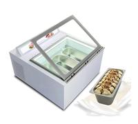 Kolice Commercial Tabletop Ice Cream Showcase Freezer, Countertop Ice Cream Display Freezer, Desktop Dipping Cabinet with 3 Pans, Auto Defrost, Anti-Fog Glass, LED light included, 60L
