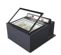 Kolice Commercial Tabletop Ice Cream Showcase Freezer, Desktop Ice Cream Dipping Cabinet, Countertop ice cream display showcase freezer, Auto Defrost, Anti-Fog Glass, LED light included, Black