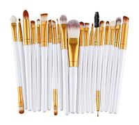 KOLIGHT Pack of 20pcs Cosmetic Eye Shadow Sponge Eyeliner Eyebrow Lip Nose Foundation Powder Makeup Brushes Sets (Gold&White)