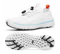 KOLILI Women's Stylish Water Shoes, Tennis Walking Shoes with Arch Support, Best for Water Sports, Travel & Walk, White/Aqua, 8 UK