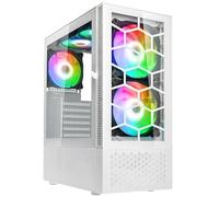 Kolink Observatory MX Glass ARGB Mid-Tower PC Case - White - 5 Umbra Fans - ATX Support - Tempered Glass Front - Mesh PSU Shroud