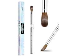 Kolinsky Acrylic Nail Brush 3D Pure Handmade Nail Brushes For Acrylic Application Professional Nail Art Brush (Size 16 Metal)