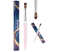 Kolinsky Acrylic Nail Brush Zayandari 3D Pure Handmade Nail Brushes For Acrylic Application Professional Nail Art Brush (Pink 10)