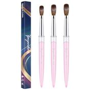 Kolinsky Acrylic Nail Brush Zayandari Beauty 3D Pure Handmade Nail Brushes For Acrylic Application Professional Nail Art Brush (Pink, #8)