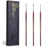 Kolinsky Sable Miniature Paint Brushes - Golden Maple Professional Ultra Fine Point Brush for Miniature, Model Painting & Watercolor Details - Size 3/0 4/0 5/0