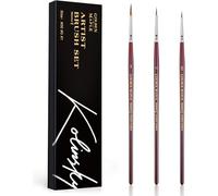Kolinsky Sable Miniature Paint Brushes, Professional Fine Detail Paint Brushes, Golden Maple Round Point Paint Brush for Miniatures, Watercolor Details, Figures & Acrylic - Size 00, 0, 1