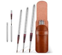 Kolinsky Travel Watercolor Brushes Sable Hair Round Watercolor Paint Brush 3Pcs Brushes Set Portable Compact Artist Brushes with Pocket Protective Case for Art Painting, Gouache, Acrylic Painting