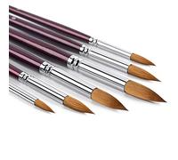 Kolinsky Watercolor Brush Set Pure Kolinsky Sable Hair Pointed Round Art Paintbrushes Premium 6 Pcs Round Tip Paint Brush Artist Acrylic Brush for Watercolor, Art Painting Gouache, Face Painting