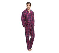 kolipajam Men Cotton Pajama Set For Men 2 Piceces Plaid Comfy Nightwear PJS With Pockets