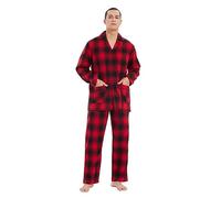 kolipajam Men's 100% Cotton Flannel Pajama Set Yarn Dyed Cozy Bottom with Pockets Drawstring waistband Winter PJs for Men