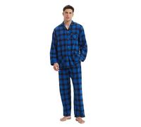 kolipajam Men's 100% Cotton Flannel Pajama Set Yarn Dyed Cozy Bottom with Pockets Drawstring waistband Winter PJs for Men