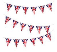 Koliphy 33ft/10m Union Jack Triangle Flag Bunting, 30 Flags, Red, White, Blue, Fabric, Triangular, UK Patriotic Decor