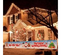 Koliphy Merry Christmas Banner, Super Long Christmas Decorations for Indoor Outdoor, Xmas Party Decorations, White, 118 x 19.7Inch