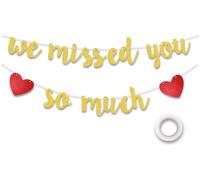 Koliphy We Missed You So Much Garland, Welcome Home Decoration, Welcome Back Banner for Classroom Family Return, Family Celebrations Decoration (Gold)