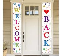 Koliphy Welcome Back Decoration - White 180x30cm Door Banner With Photo Booth Support for Homecoming, Family Returning, Classroom Party Supplies