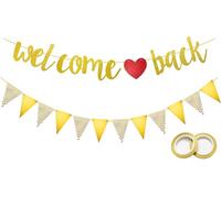 Koliphy Welcome Back Decorations, Gold Welcome Back Garland Welcome Back Banner for Classroom, School, Homecoming, Family Returning Party Supplies