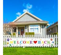Koliphy Welcome Back Decorations, Welcome Back Banner, Long Welcome Back Banner for Family Celebration, Classroom, School, Season, Family Party Decoration, White, 70.8 x 11.8 inch