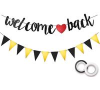 Koliphy Welcome Back Garland, Black Welcome Back Decorations Welcome Back Banner for Classroom, School, Homecoming, Family Returning Party Supplies