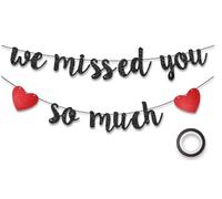 Koliphy Welcome Home Decoration, We Missed You So Much Garland, Welcome Back Banner for Classroom Family Return, Family Celebrations Decoration (Black)