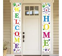 Koliphy Welcome Home Decorations, Welcome Home Banner Decor Background Photo Booth Door Banner for Homecoming Family Returning Party Supplies(White)