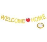 Koliphy Welcome Home Garland, Gold Welcome Decorations Family Party Banner for Homecoming Family Returning Party Supplies