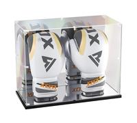 KOLIPI Boxing Glove Display Case with Mirror Back and Base, Clear Acrylic Showcase with Stand for Full Size Boxing Glove, Watch The Video to Assemble (17x8x13 inch, 43x20x33 cm)