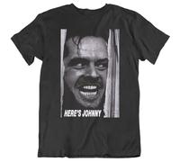 KOLITY 80's Movie The Shining Here's Johnny Retro Movie Poster T Shirt Black 3XL