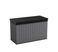 Koll Living Storage Box/Cushion Box 662 Litres 100% Waterproof with Ventilation so No Bad Odour / Mould Modern Wood Look Lid Maximum Load 300 kg (2 People), Graphite/Grey