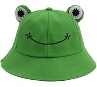 KOLLACHE Kids Frog Bucket Hat Girls Foldable Sun Hat Boys Cotton Summer Sun Protection Hats One Size Fit All-Green