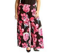 KOLLACHE Ladies Trousers Plus Size Women Floral Print Palazzo Wide Leg Pants Fuchsia Floral 16-18