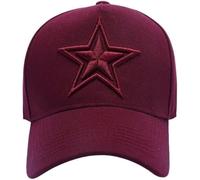 KOLLACHE Unisex Classic Embroidered Star Baseball Cap Adjustable Cotton Hat for Men and Women One Size Fit All-Maroon