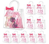 Kolldenn 10 Pcs Bachelorette Party Clear Gift Bags with Handle, the Bach Bags Decorations with 10 Pcs Tags Labels, 7.87" x 7.87" x 3.15" Plastic Clear Reusable PVC for Bridesmaid