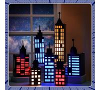 Kolldenn 15 Pcs Hero Party Favor Boxes with Light, Skyscraper Box 3D City Skyline Buildings Heroes Centerpiece for Hero Theme Birthday Party Decorations Supplies (Colorful)