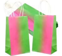 Kolldenn 20 Pcs Pink and Green Gift Bag Witch Party Favors Bag Pink and Green Witch Princess Paper Bags Princess Themed Party Goodie Contain with Handle for Birthday Decorations Supplies