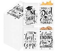 Kolldenn 200 Pcs Graduation Cookie Bags Bulk Self Adhesive Kraft Paper Food Safe & Oilproof Grad One Smart Cookie Gift Bags for Grad Party, Bakery, Coffee Beans, Snacks (White)