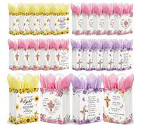 Kolldenn 24 Pcs Christian Gift Bags with Tissue Paper and Handles, Inspirational Bible Verse Paper Bags for Women, Mother's Day, Church Supplies and Religious Events (Elegant Style)