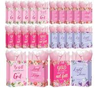 Kolldenn 24 Pcs Christian Gift Bags with Tissue Paper and Handles, Inspirational Bible Verse Paper Bags for Women, Mother's Day, Church Supplies and Religious Events (Stylish Style)