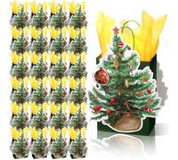 Kolldenn 24 Pcs Christmas Party Favors Gift Bags Christmas Tree Shaped Treat Candy Goodies Bags Bulk with Handles Tissue Paper Xmas Ball Tags Candy Treat Pouch for Holiday Party Favors Supplies