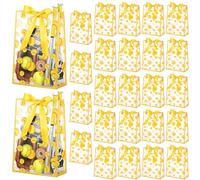 Kolldenn 24 Pcs Clear softball Plastic Gift Bag with Die Cut Handles Flower Reusable PP Favor Bag with Ribbon for Sport Theme Party Favor Team Treat
