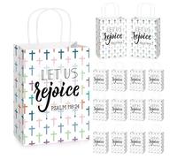Kolldenn 24 Pcs Easter Christian Gift Bags Bulk Let Us Rejoice Religious Paper Bags with Handle First Communion Baptism Easter Party Favors Inspirational Goodie for Church Birthday Spring Party Favor