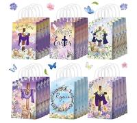 Kolldenn 24 Pcs Easter Party Favors Bags He Is Risen Gift Goodie Bags Religious Paper Treat Bags Christian Cross Candy Treat Bags with Handles for Easter Party Decorations Holiday Birthday Supplies