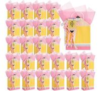 Kolldenn 24 Pcs Teacher Appreciation Gift Bags Bulk with Tissue Card Tissue Ribbon Paper Notebook Line for Teacher Appreciation W irst Day of School Gifts (Bright )