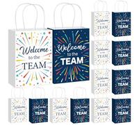 Kolldenn 24 Pcs Welcome to the Team Paper Gifts Bags New Employee Welcome to the Team Paper Bags with Handles Employee Appreciation Gift Bags Goodie Bags Bulk for New Employee Worker Office Supplies