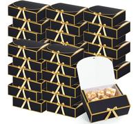 Kolldenn 30 Pack Large Rectangle Gift Boxes with Lids and Ribbon, Black | 12 x 9.8 x 3.1 Inch Bridesmaid Proposal Box, Collapsible Gift Boxes for Wedding Birthday Christmas Packaging Present