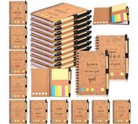 Kolldenn 30 Set Inspirational Notepads and Pen Sets Spiral Notebooks A6 Notepad with Pen Mini Motivational Notebook Small Pocket Journal Notepads Kraft Cover Notebooks for Office School Travel Gift