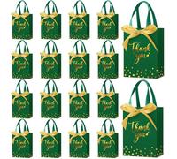 Kolldenn 36 Pack Small Thank You Gift Bags with Handles 5.9 x 4.3 x 2.4 inches Party Favor Bags with Bow Ribbon Candy Goodie Gift Bags Bulk for Wedding Graduation Birthday Bridal Shower(Green)