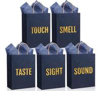 Kolldenn 5 Senses Gift Bags for Him for Her with 10 Pcs Tissue Paper, Paper Bags with Handles Five Senses Gifts for Valentines Christmas Birthday Wedding Anniversary(Dark Blue,8.3 x 4.3 x 10.6 Inch