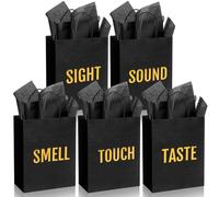Kolldenn 5 Senses Gift Bags for Him for Her with 10 Pcs Tissue Paper, Paper Bags with Handles Five Senses Gifts for Valentines Christmas Birthday Wedding Anniversary(Black,10.2 x 4.7 x 13 Inch)