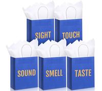 Kolldenn 5 Senses Gift Bags for Him for Her with 10 Pcs Tissue Paper, Paper Bags with Handles Five Senses Gifts for Valentines Christmas Birthday Wedding Anniversary(Blue,10.2 x 4.7 x 13 Inch)